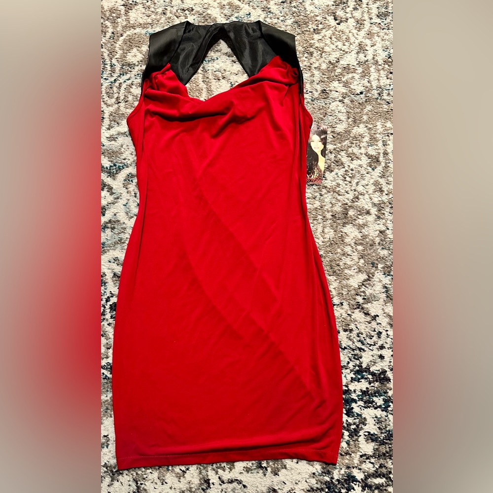 Women’s Draped Neck Dress (Crimson)